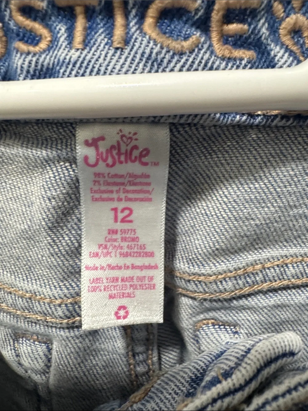 Justice Light Wash Cargo Jeans for Kids